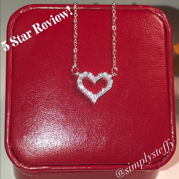 Jewelry - 💕LAST ONE! Sterling Silver Crystal Heart Necklace